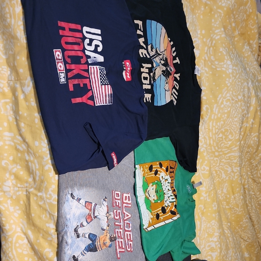 CCM Blue and Green Short Sleeve Tees And Hoodie Hockey M/L